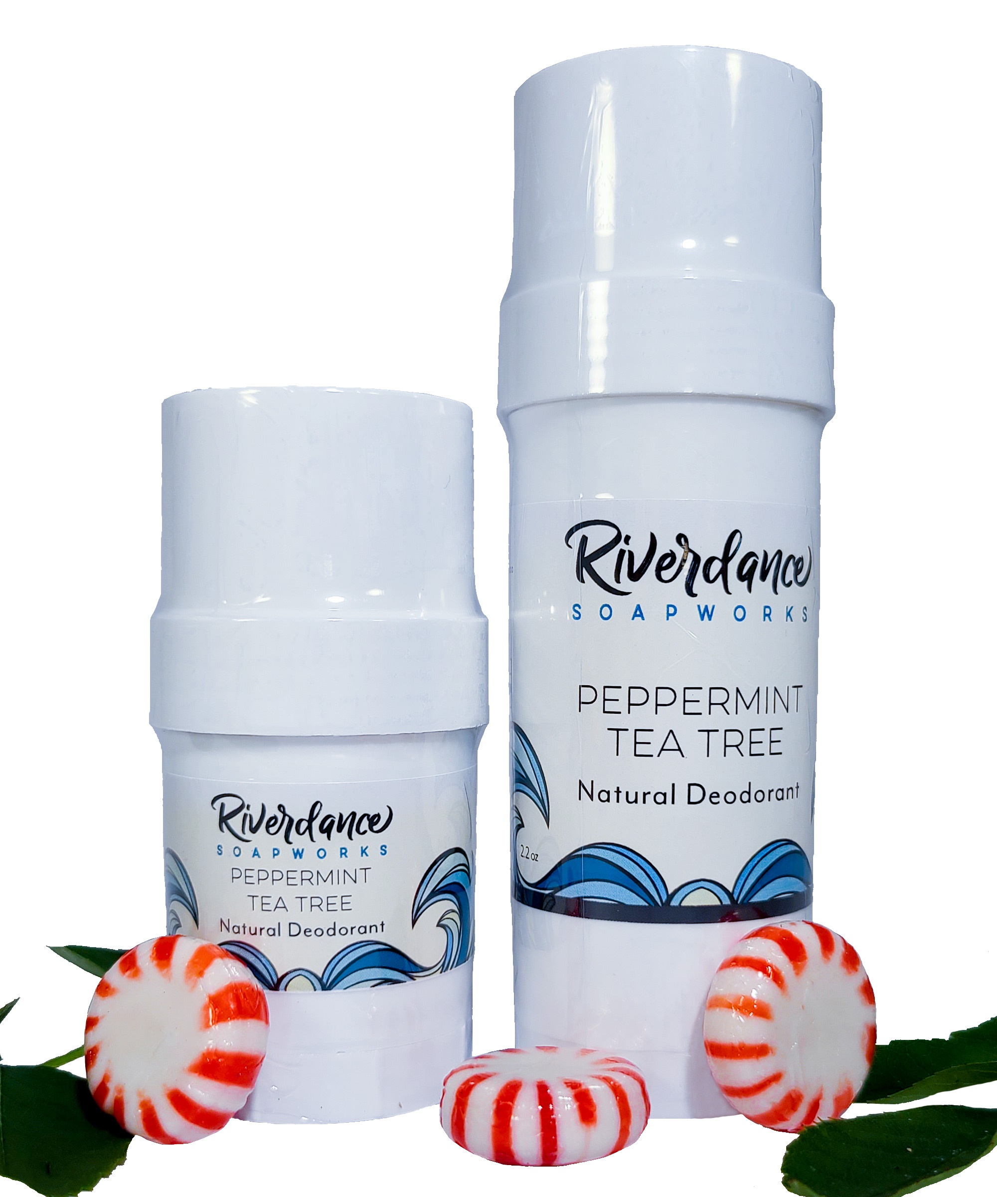 Product image for Peppermint and Tea Tree Natural Deodorant breathe cylinder shaped bath bomb
